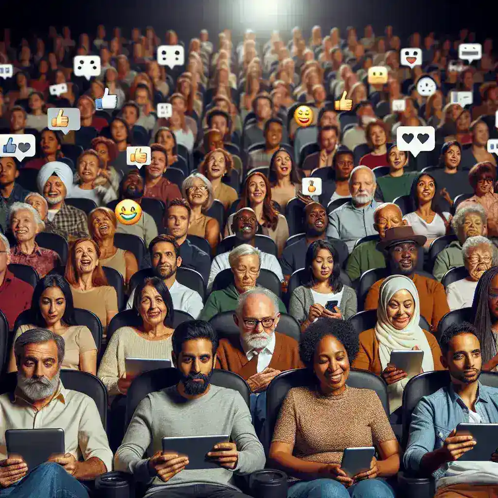 "Live audience feedback integration at Warner Bros. premiere event, showcasing innovative audience engagement technology and real-time reactions."